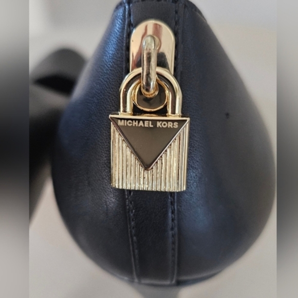 Michael Kors Black Leather Heels with Gold Accent - Picture 9 of 9